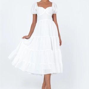 PRINCESS POLLY Danny Midi White Dress ONLY WORN ONCE GREAT CONDITION